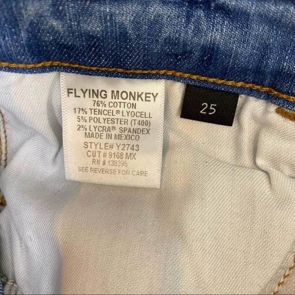 FLYING MONKEY Platinum Distressed Raw Chewed Hem Straight Leg Size 25 - Picture 12 of 16